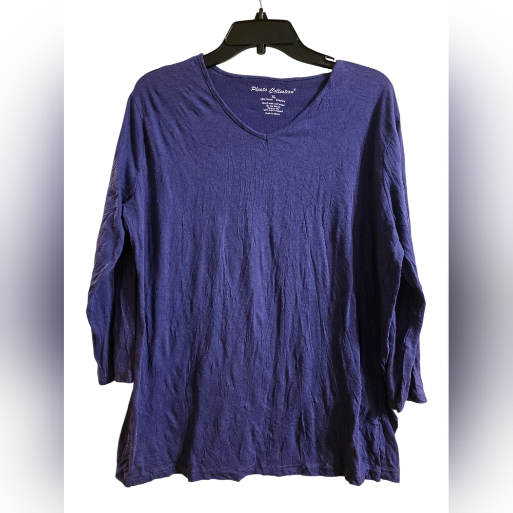 Pleats Collection Women's Long Sleeve Purple Top